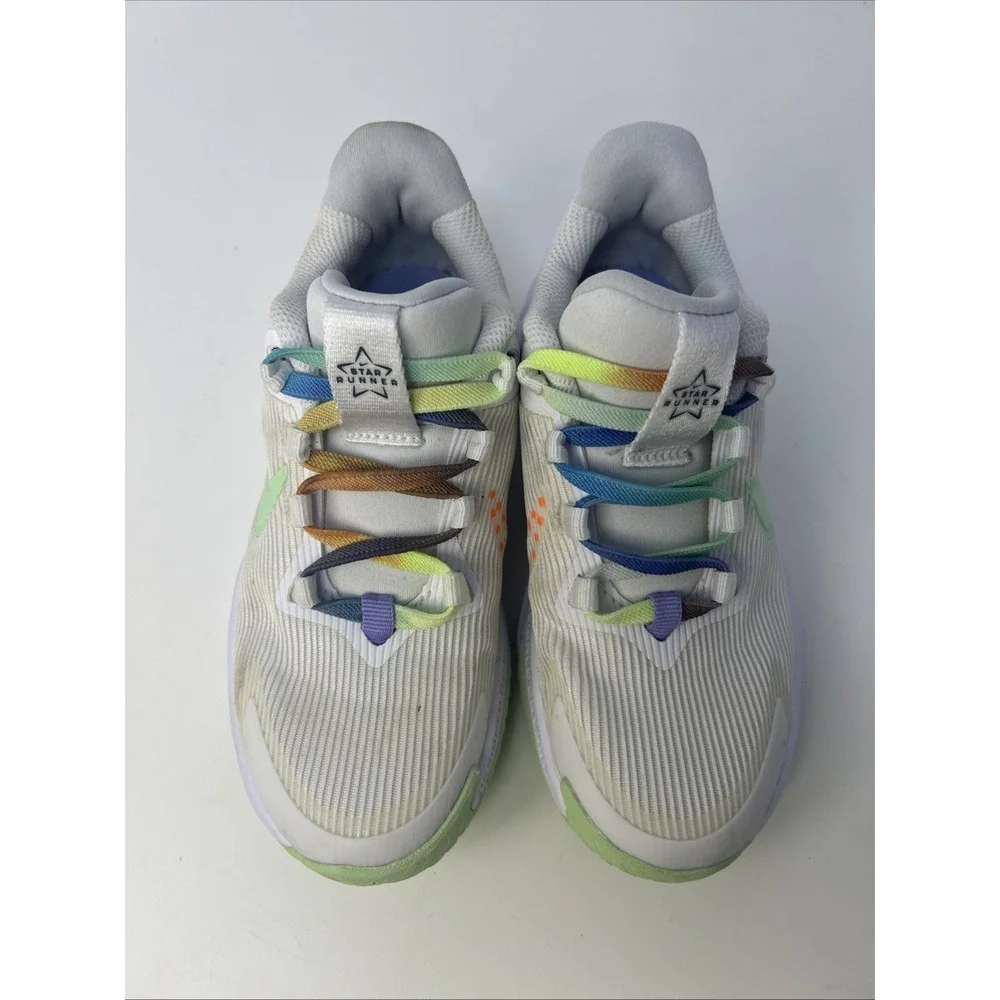 Nike Star Runner 4 Next Nature SE Kids Size 12C White Rainbow‎ Laces FN4980-100